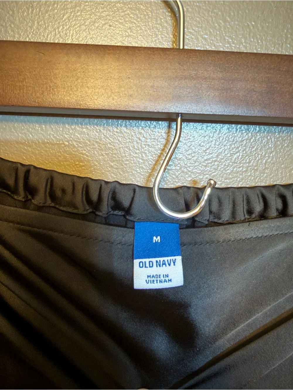 Old Navy Black Satin Midi Skirt